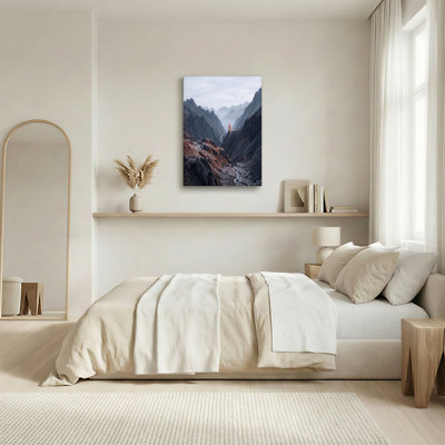 Art mural sur toile, "Orange orange" sur une brume avec une route sinueuse