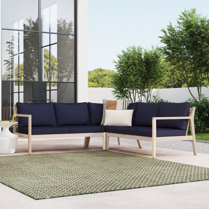 Ensemble modulaire d'extérieur en bois d'acacia massif 3 pièces Amina, Marine