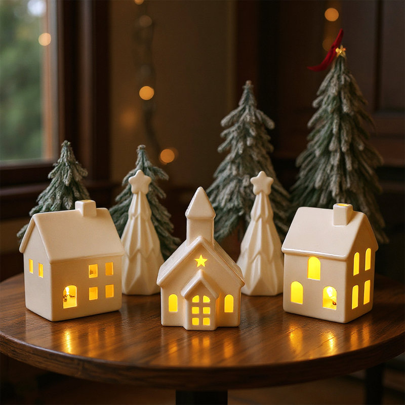 Ensemble de décorations de village de Noël en céramique