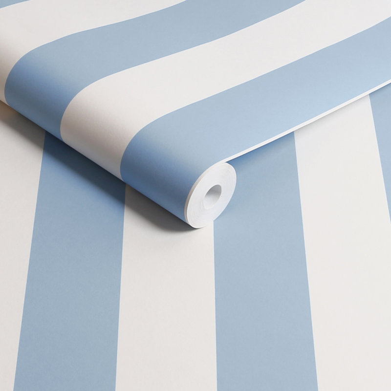 Cath Kidston Canopy Stripe Wallpaper, Blue