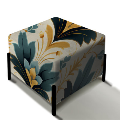 Victorian Elegance Emerald Chevron Pattern - Chevron Square Ottoman
