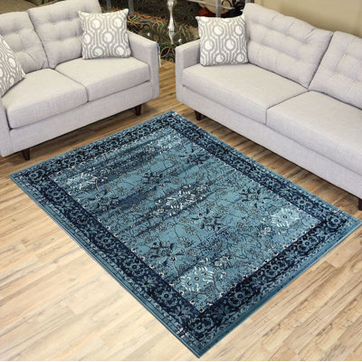 Tapis bleu area oriental Booker