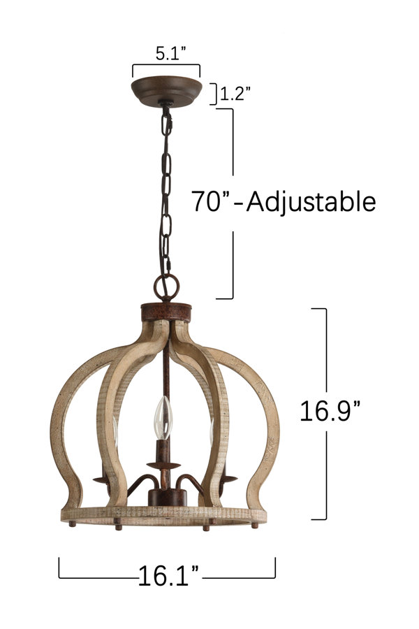 Ophelia & Co. Fennell 3 - Light Wood Dimmable Drum Chandelier & Reviews ...