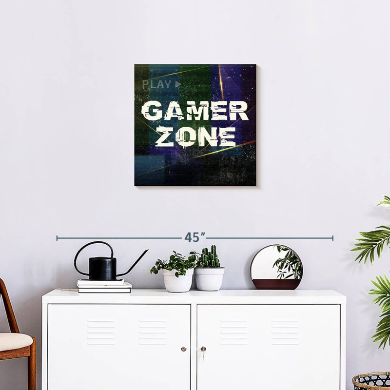 «Video Games Gamer Zone», impression sur toile, H 20 po x l 20 po x P 1,25 po