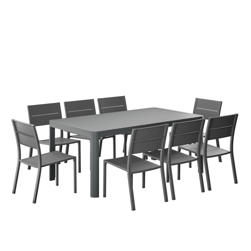 Ensemble de salle à manger d'extérieur en aluminium extensible Amazonia Milky, 8