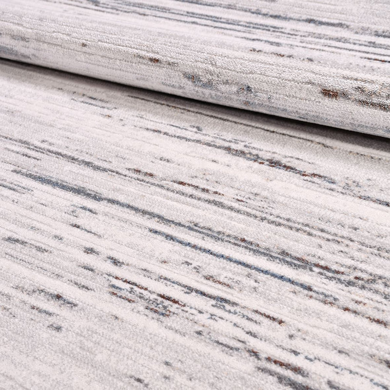 Tapis moderne / abstrait beige lavable à la machine antidérapant, Tapis de couloir 2 pi 8 po x 9 pi 11 po