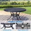 Ensemble de salle à manger 5 pièces pour l'extérieur, table ronde en maille avec 4 chaises noires, table de patio noire avec trou de parasol pour jardin, cour, patio-1332190334