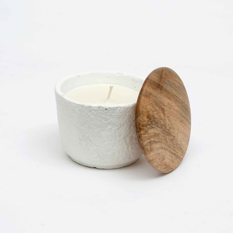 Bougie 7 oz | Bougie avec couvercle en bois Ecomix | Bougie parfumée Mimosa