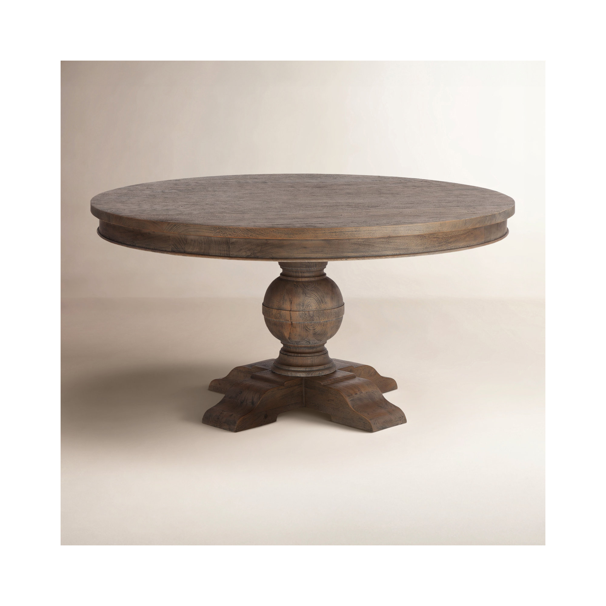 Marlowe Round Dining Table, Weathered Teak, 31" H x 72" W x 72" L