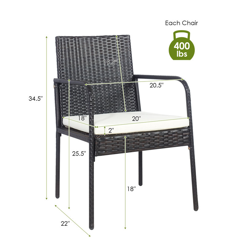 Patiojoy chaises de salle à manger en rotin 4 pièces