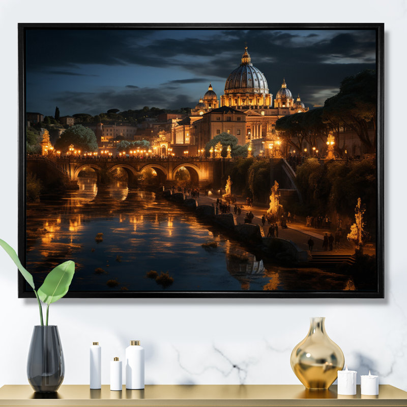 Italie, Italie, Cité du Vatican, impressions sur toile, H 34 po x l 44 po x P 1,5 po, Cadre flottant noir