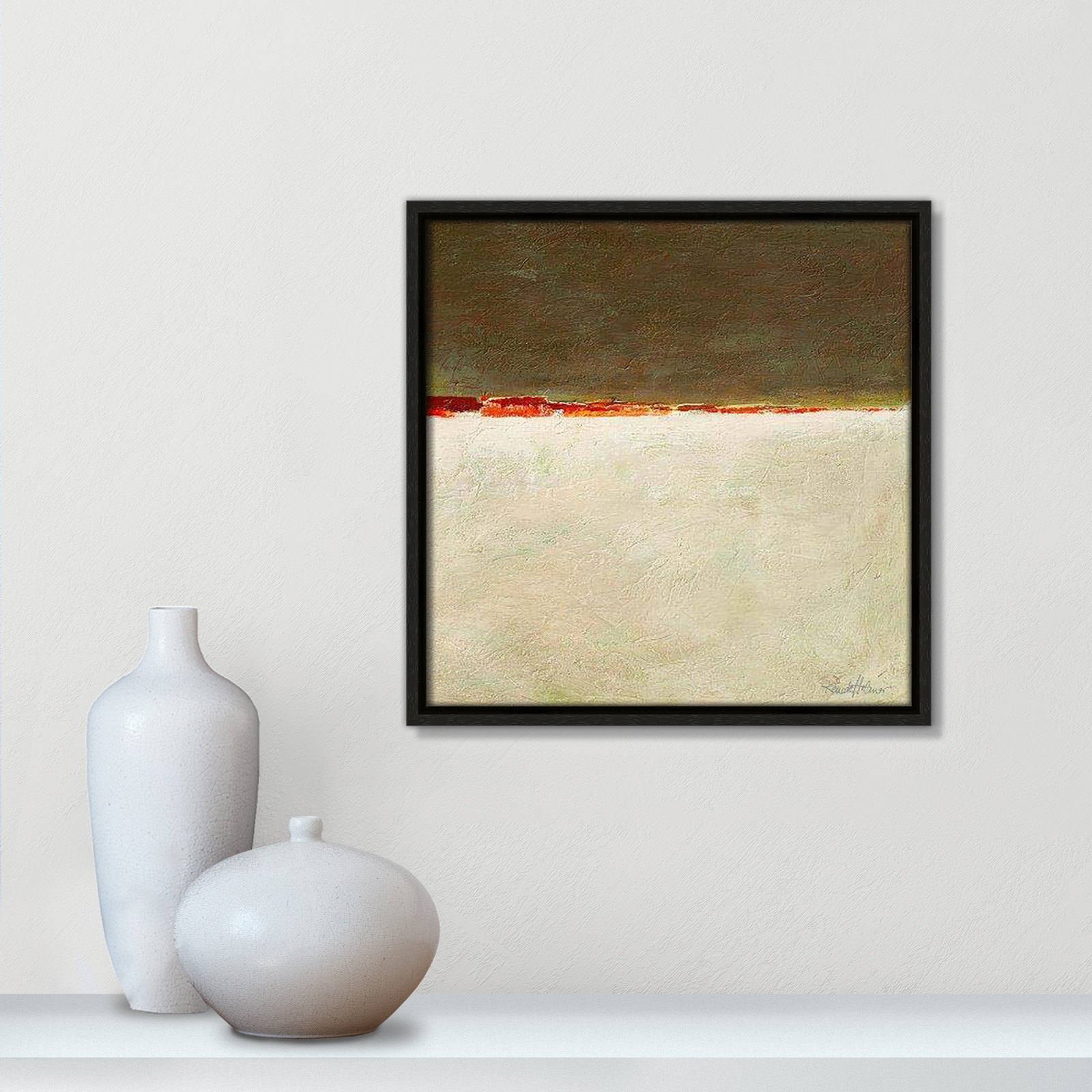Orange Horizon I by Renate Holzner, Espresso Framed, 13.5'' H x 13.5'' W x 2'' D