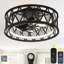 Ventilateur de plafond encastré noir 19 "avec lumière et télécommande