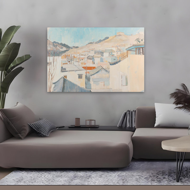 Pastel Cityline - Contemporary Hillside Village, couleurs pastel, H 48 po x l 32 po