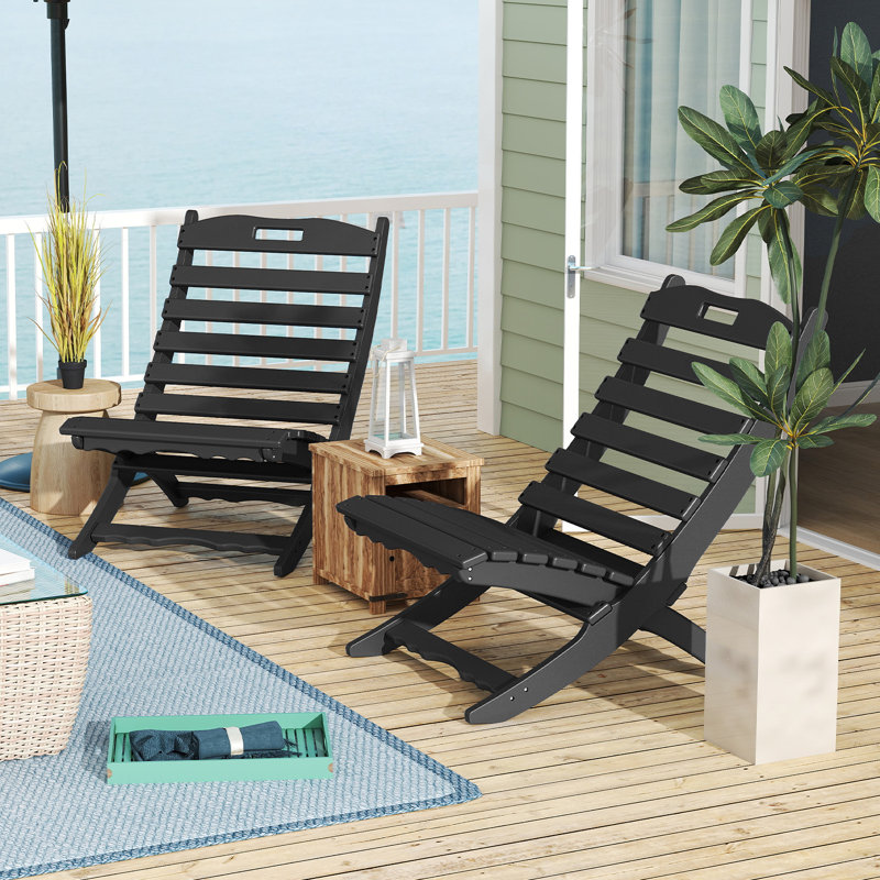 Outdoor Folding Adirondack Chairs, Black
