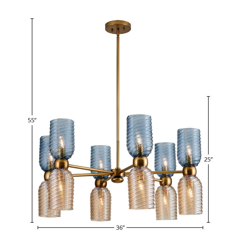 Azul 12 LT Aged Gold Chandelier Kalco