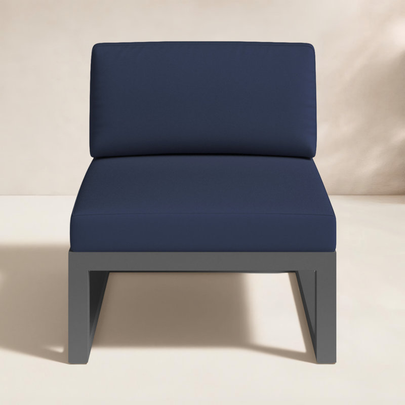 Chaise de patio avec coussins Sunbrella Smith, Spectre indigo Sunbrella®, Ardoise