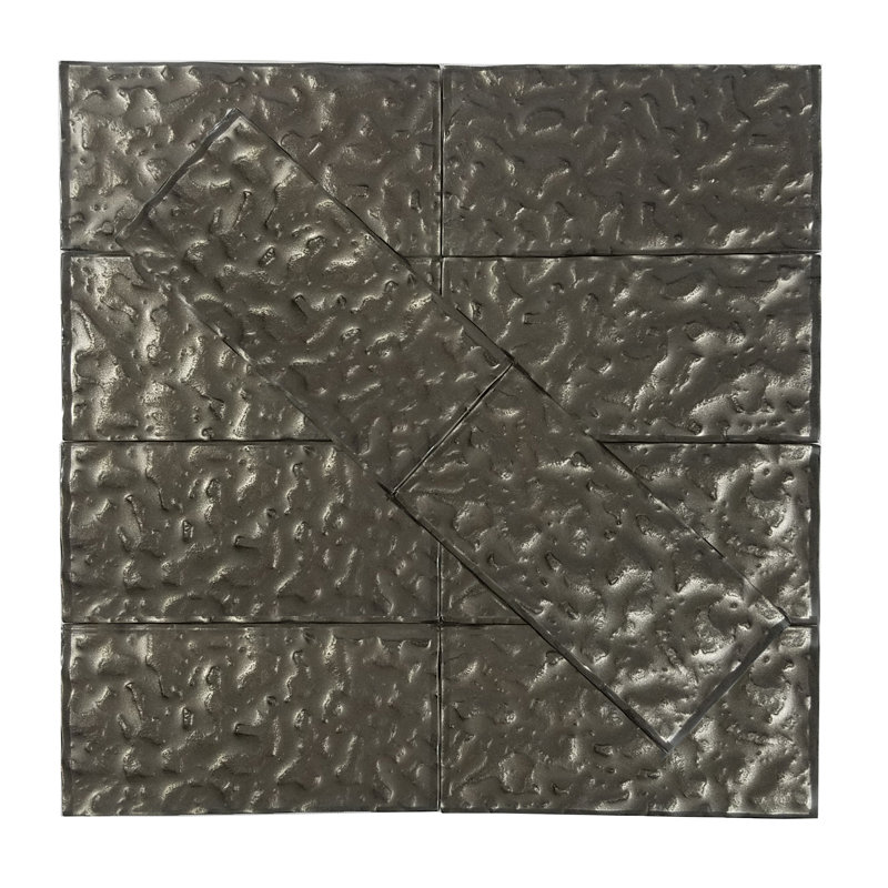 Metallics 3 in. x 6 in. Glass Straight Edge Subway Wall & Accent Tile, Amber Bay Taupe
