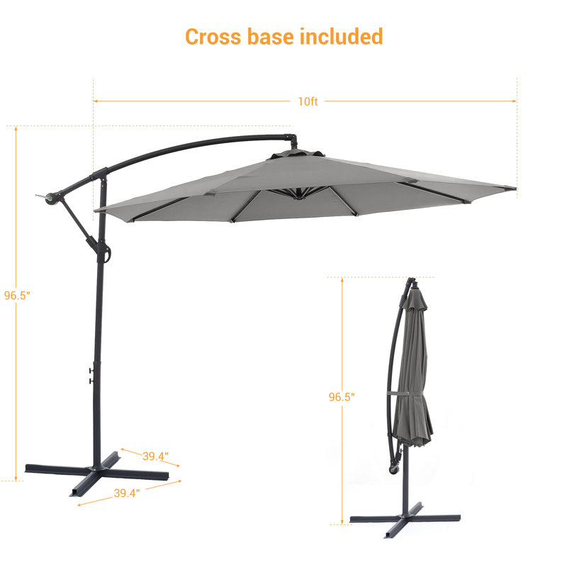 Parasol en porte-à-faux rond 120 "Atanase, gris