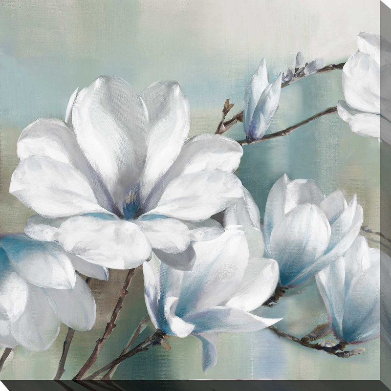 «Spring Magnolias» par Rogier Daniels - Peinture, Toile tendue, H 18 po x l 18 po x P 1 po