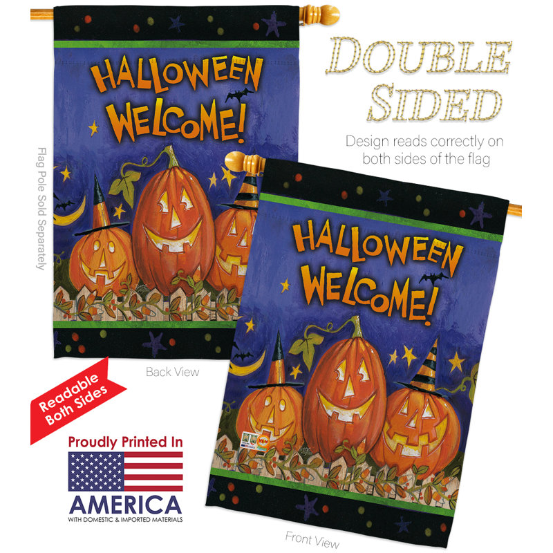 Welcome d’halloween-le polyester décoratif à 2 faces 40 x 28 po ensemble de drapeaux