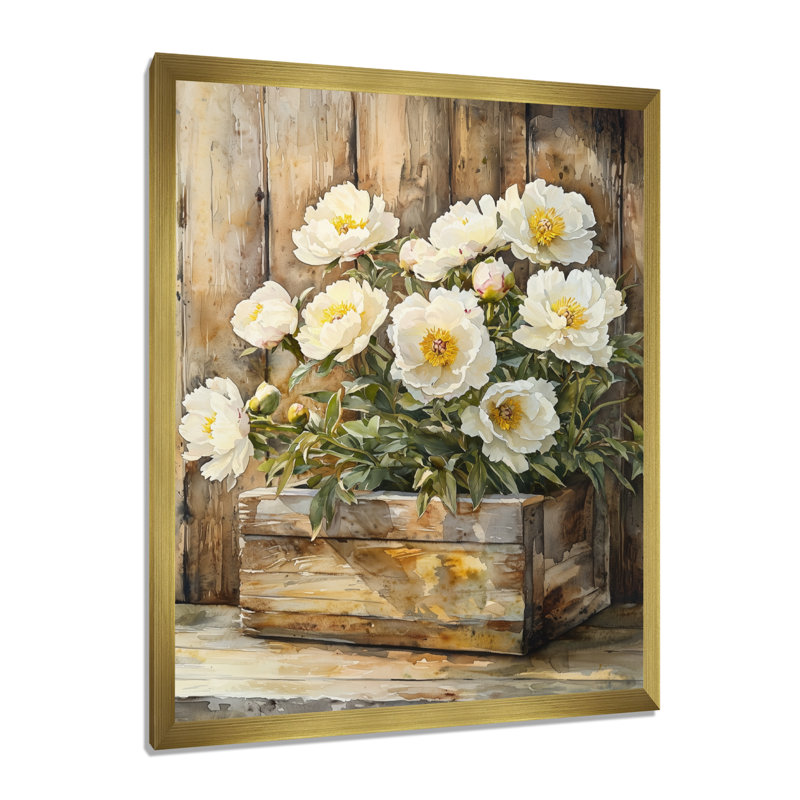 Barmore - Floral Canvas Prints, H 40 po x l 30 po, Reproduction encadrée d'une seule photo, Doré