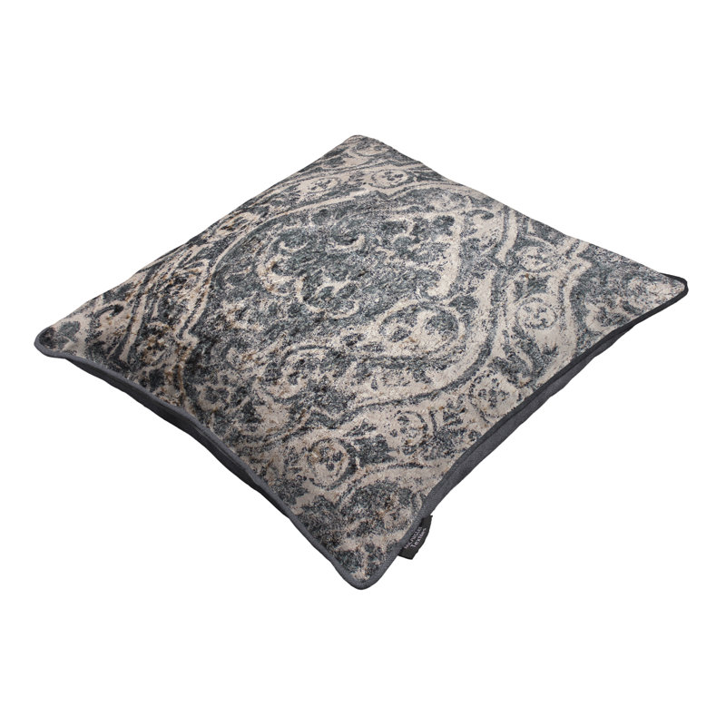 Renaissance Damask Square Throw Pillow Cover, 43cm H x 43cm W x 1cm D, Charcoal Grey