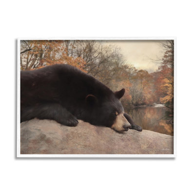 Ours au repos, automne, feuillage lac noir, estampe numérique par Lori Deiter