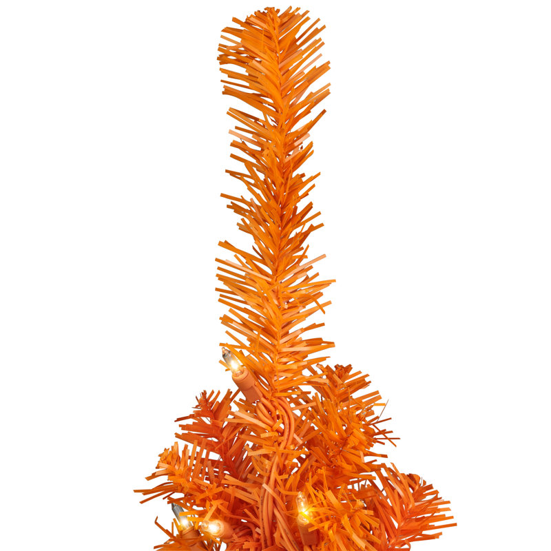 Arbre de Noël pin artificiel pré-éclairé - orange - lumières claires, 4'