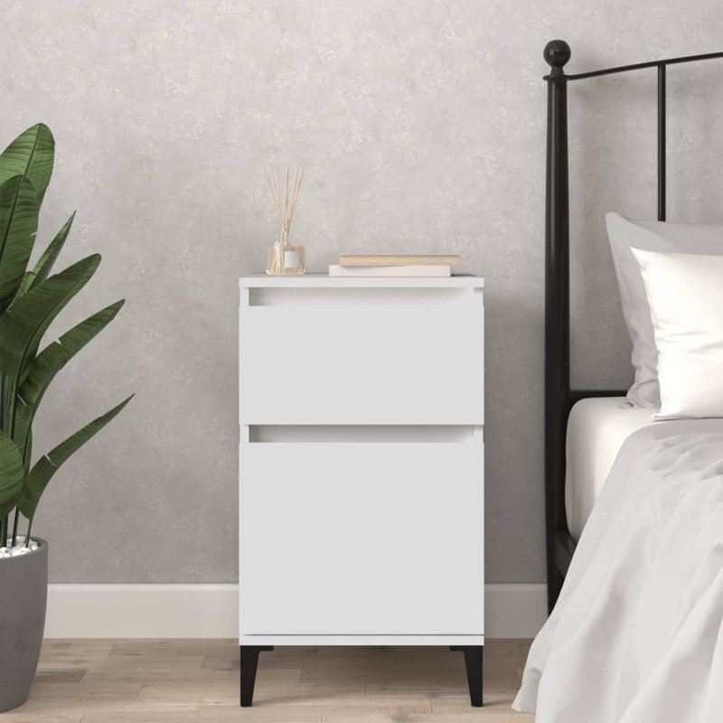 Amedeu 40cm W Manufactured Wood,Metal Bedside Table, Individual, White