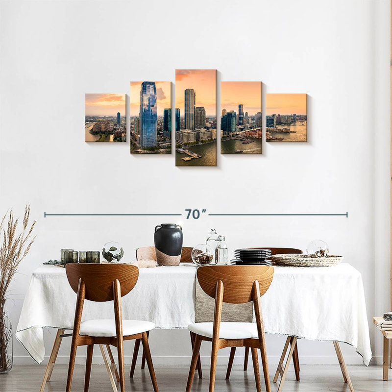 Vue panoramique de la ville de Sireci à Jersey City, H 24 po x l 55 po