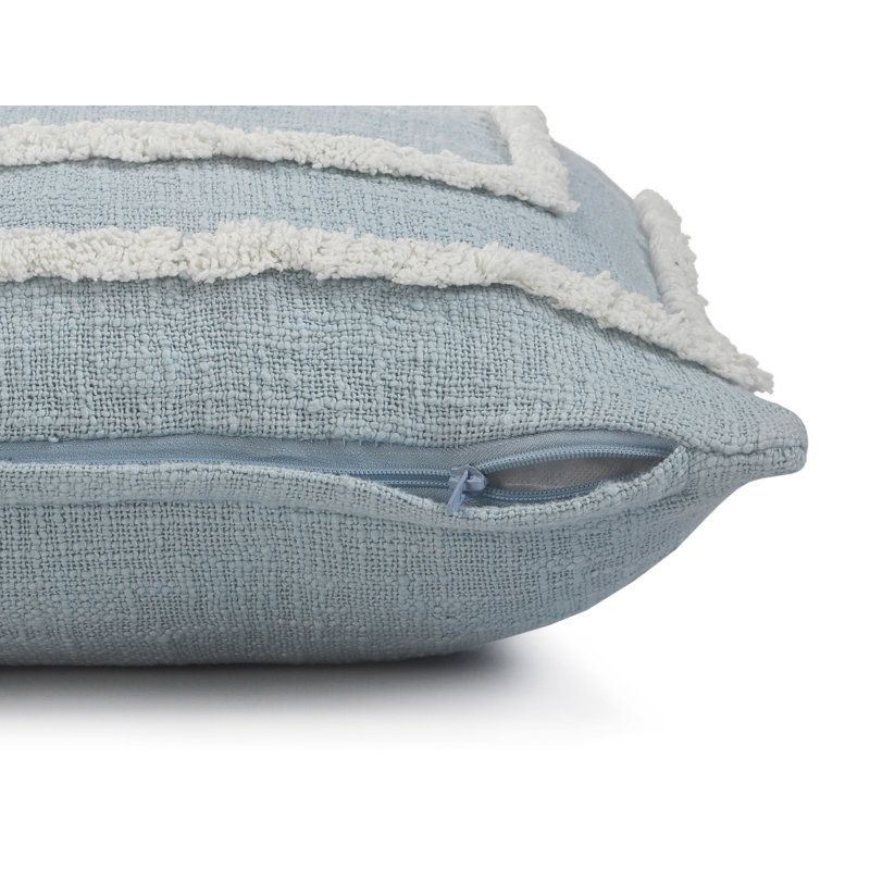 Sky Blue and White Organic Cotton Rectangular Pillow Cover