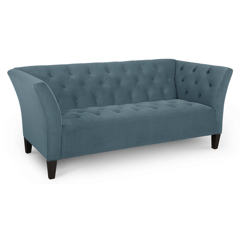 Carruth Upholstered 76'' Sofa, Bella Peacock Performance Velvet