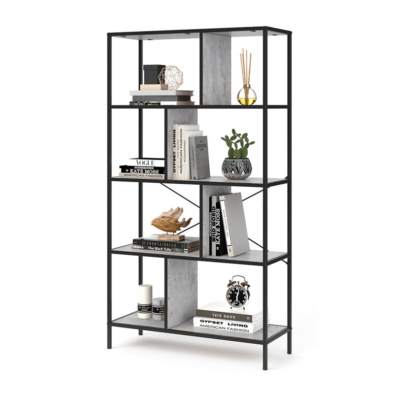 Lizette 80cm W Metal Standard Bookcase, Concrete, 4