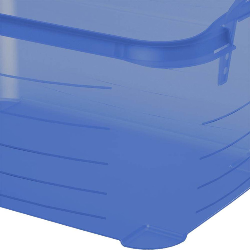 Blue 55 Quart Stackable Plastic Storage Bins with Lids, Set of 6