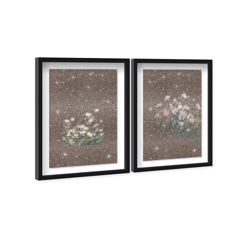 Secret Garden Set Shadowbox Floral & Botanical Print by Oliver Gal, Black Frame, 10 x 15, 37.5"H x 55.5"W, Black Shadowbox
