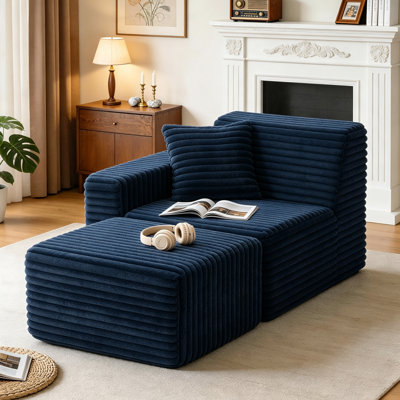2 - Piece Upholstered Compression Faux Rabbit Fur Flannel Chaise Lounges No Assembly Required