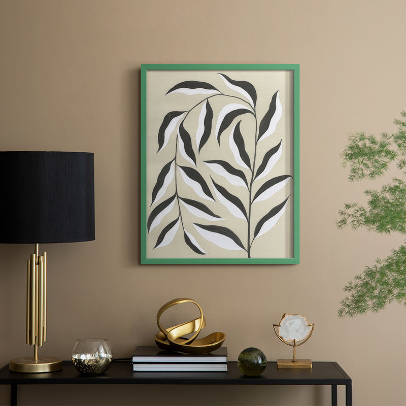 Reproduction encadrée de bois massif émergent II, H 15 po x l 12 po, Vert