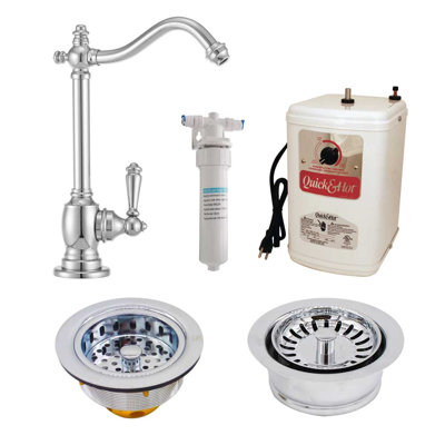 Victorian 9" 1-Handle Hot Water Dispenser Faucet with Filter, Kitchen Sink Drain & Disposal Trim