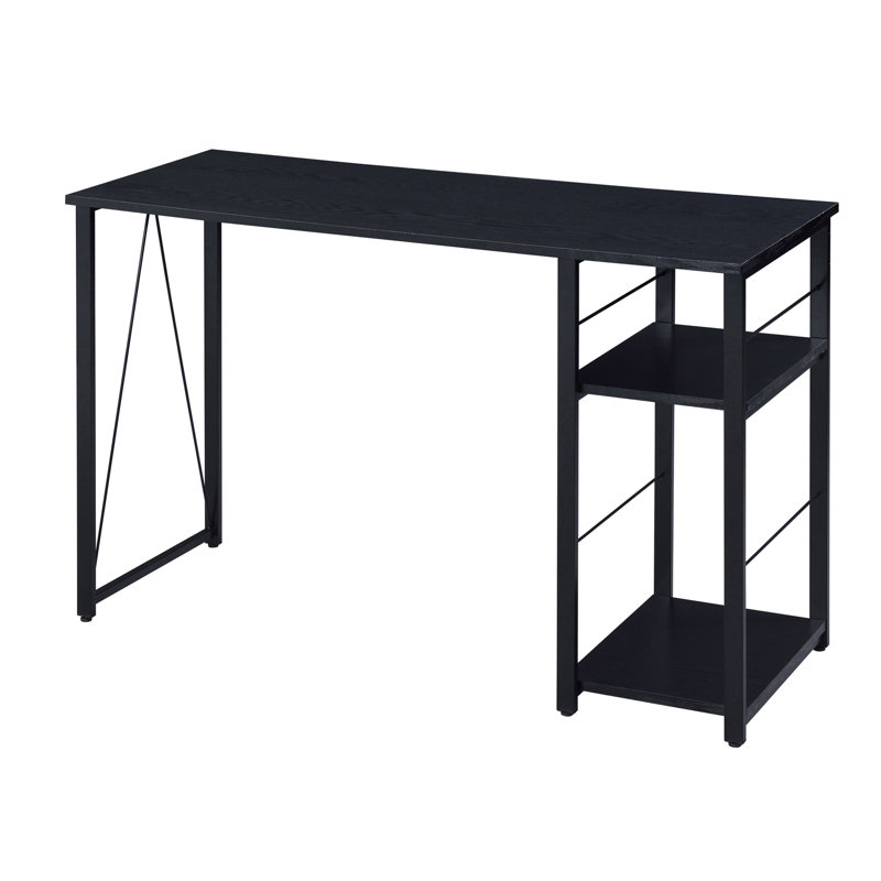 Bureau d'écriture rectangulaire noir à 2 tablettes, H 28,5 po x l 19,5 po x P 47,5 po, Noir