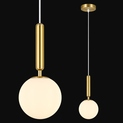 Modern Hanging Light Fixture Pendant Lighting For Kitchen Island Mid Century Pendant Lights With Globe Milky White Glass Pendant Light For Bedroom Bathroom Entryway