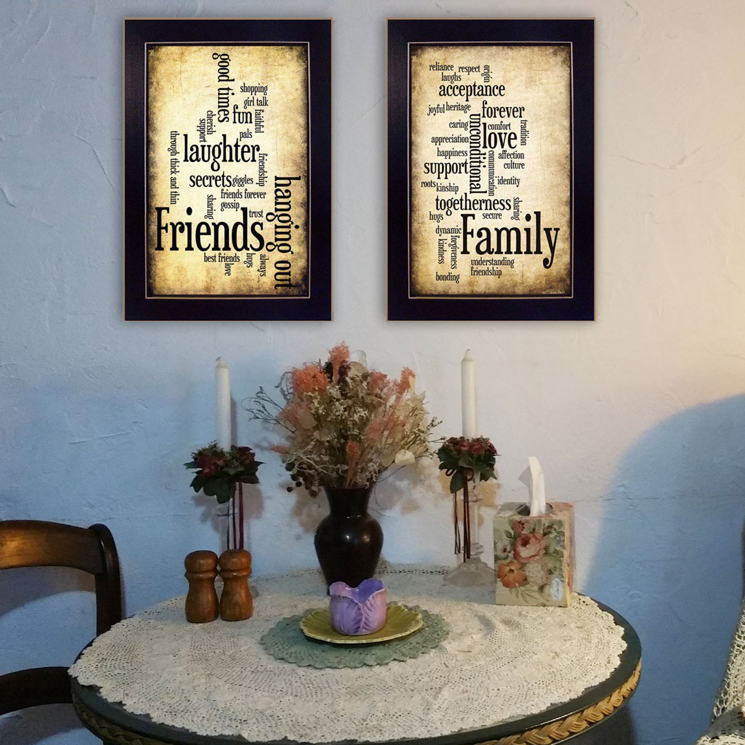 Friends and Family 2-Piece Vignette Framed Wall Art for Living Room, Home Wall Décor by Susan Ball Trendy Decor 4U