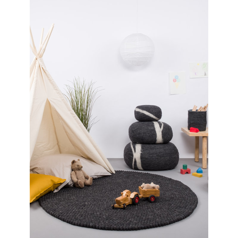 Alwin 30cm Wide Oval Pouffe Ottoman, Anthracite