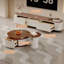 Table basse ronde avec meuble télé
