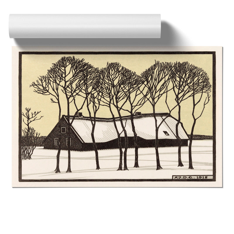 Farm in the Snow by Julie de Graag - Frameless Print, 42cm H x 59cm W x 0.1cm D
