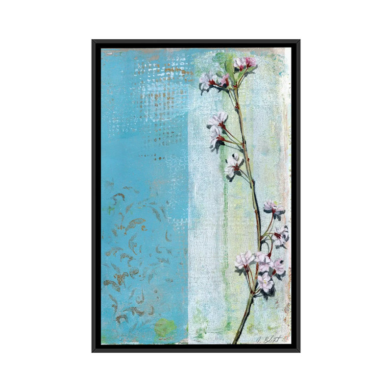 « willow fleuri i », impression sur toile, H 26 po x l 18 po x P 1,5 po, Toile avec cadre noir, Pas de tapis