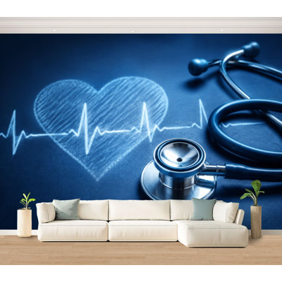 Wall Mural Peel and Stick Wallpaper stethoscope heart medical Healthcare Self-Adhesive Removable Contact Paper Wall Decor for Living Room Bedroom 100"H x 144"W
