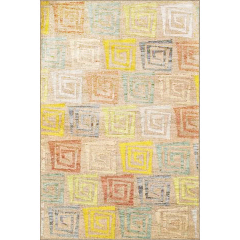 Tapis décoratif multicolore à motif géométrique mixte, Rectangle 3 pi 3 po x 4 pi 11 po