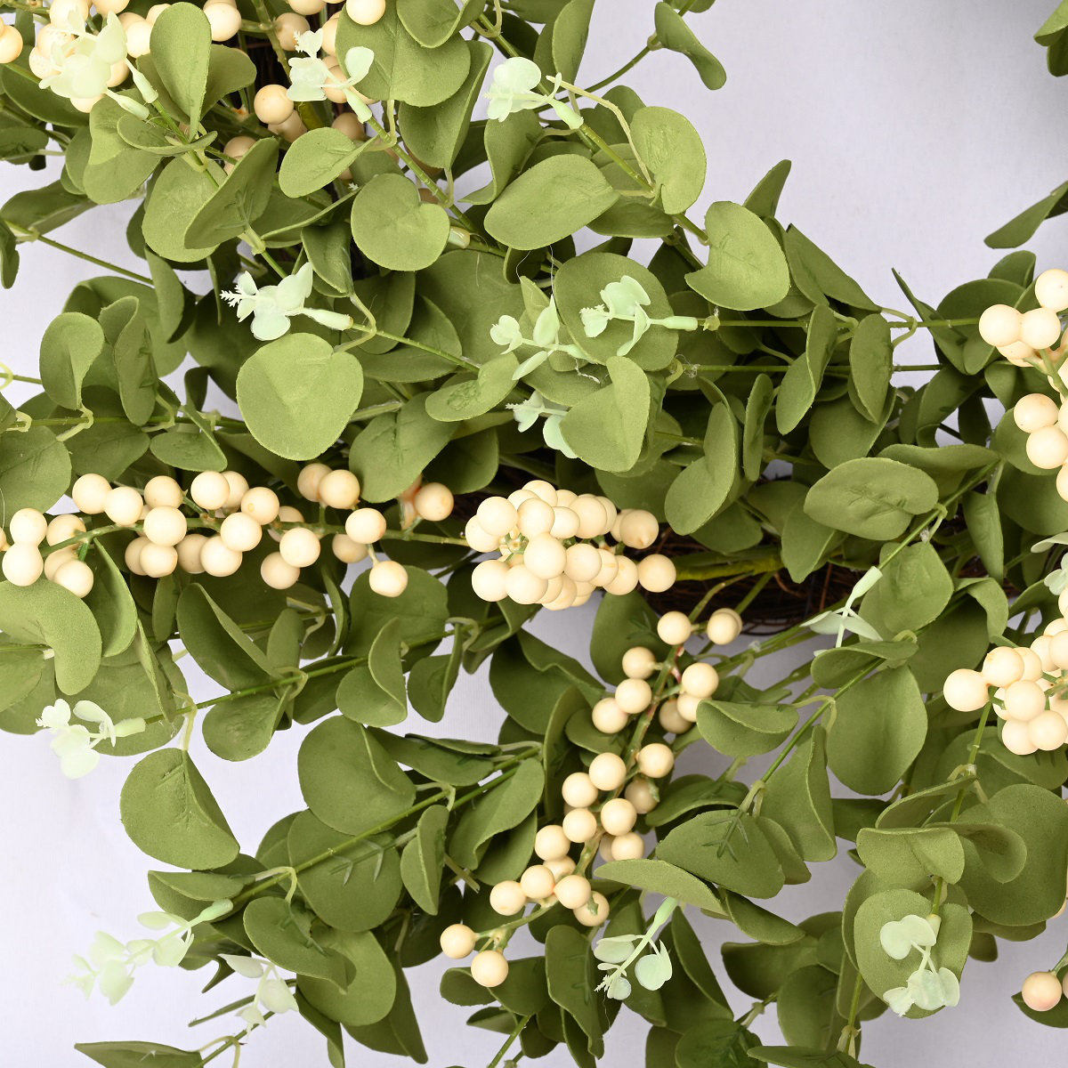 24" Handcrafted Eucalyptus and Berry Everyday Wreath, White/Green