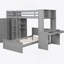 Lit mezzanine simple avec lit autoportant, tablettes, bureau et garde-robe gris (ANCIEN SKU: LT000820AAE)
